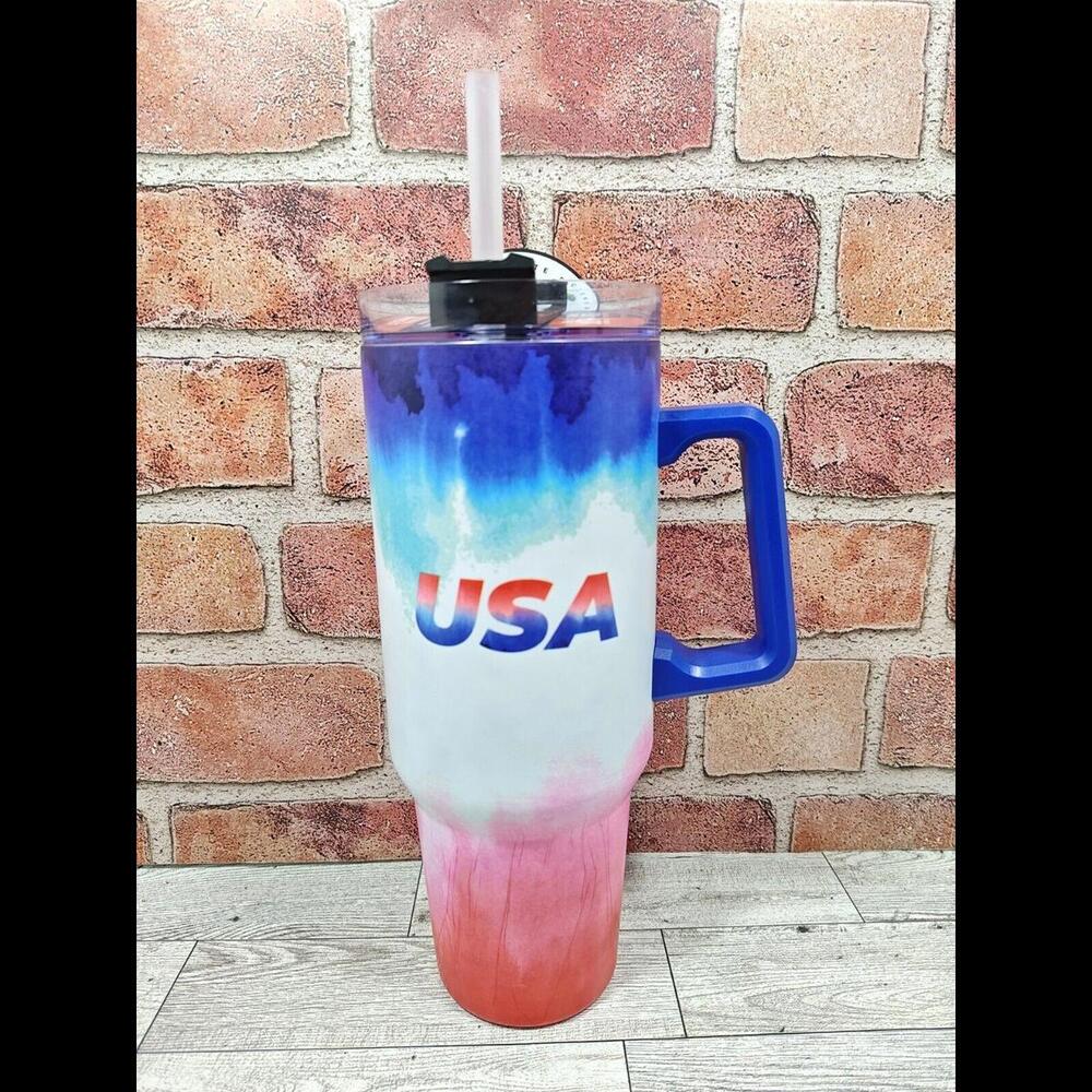 Roughneck Cup 40 oz Tumbler Red White Blue USA Cold 18hrs Hot 72hrs Brand New